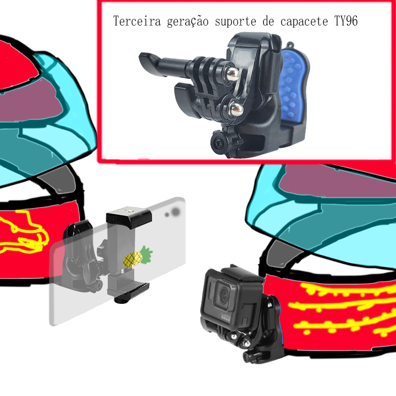 Suporte Capacete Queixo Celular ou Câmera De Ação ty96 TY97