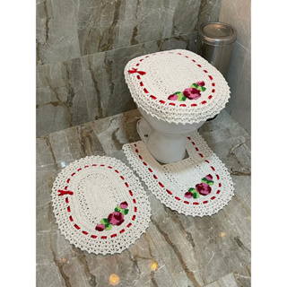 Jogo De Banheiro Em Crochê 3 Peças Colorido Decoração. em Oferta na Shopee