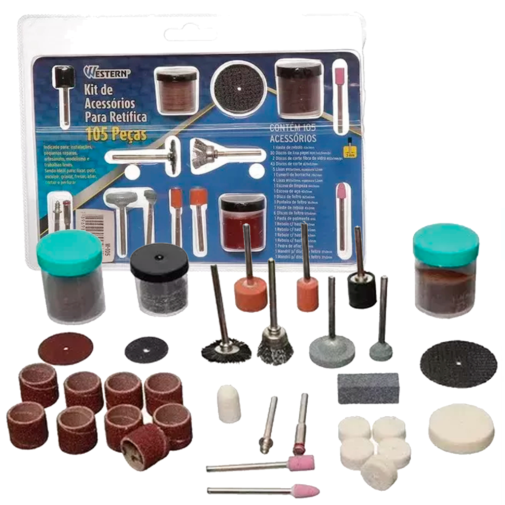 Jogo De Acessórios Para Micro Retífica Kit Com 105 Peças - Home & Living