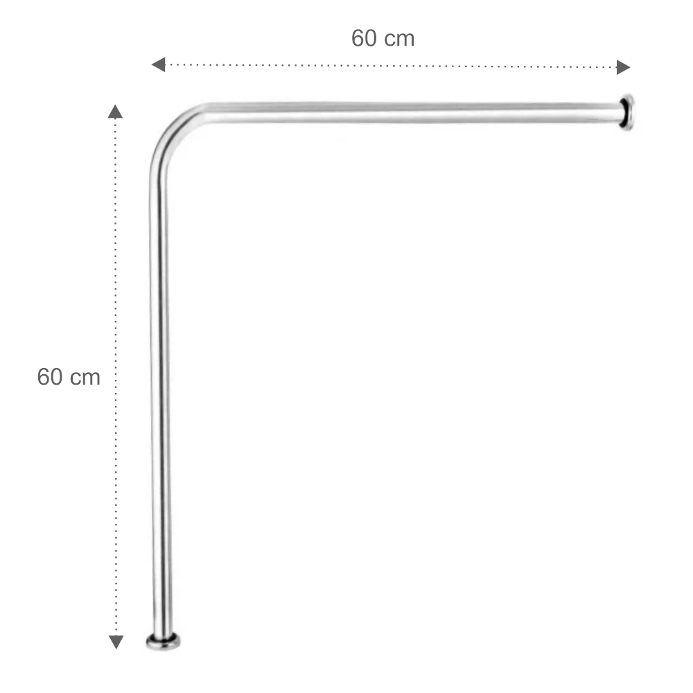 Barra de  Apoio em L  60x60cm Para Vaso Sanitário Corrimão PNE
