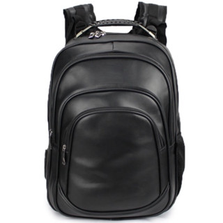 Mochila de Couro Preta Grande Notebook Escolar Masculina/Feminina