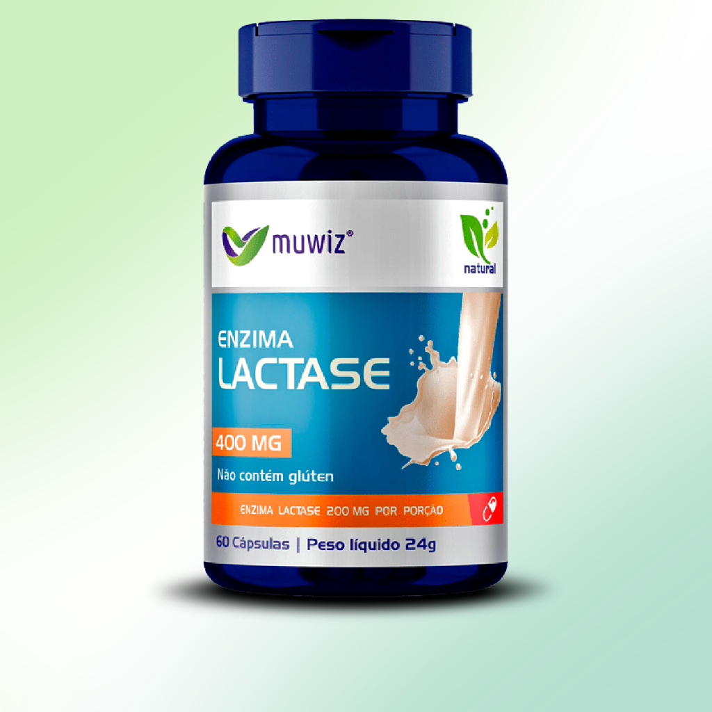 Enzima Lactase Muwiz 60 Cápsulas 400mg (p/ Intolerância à Lactose)