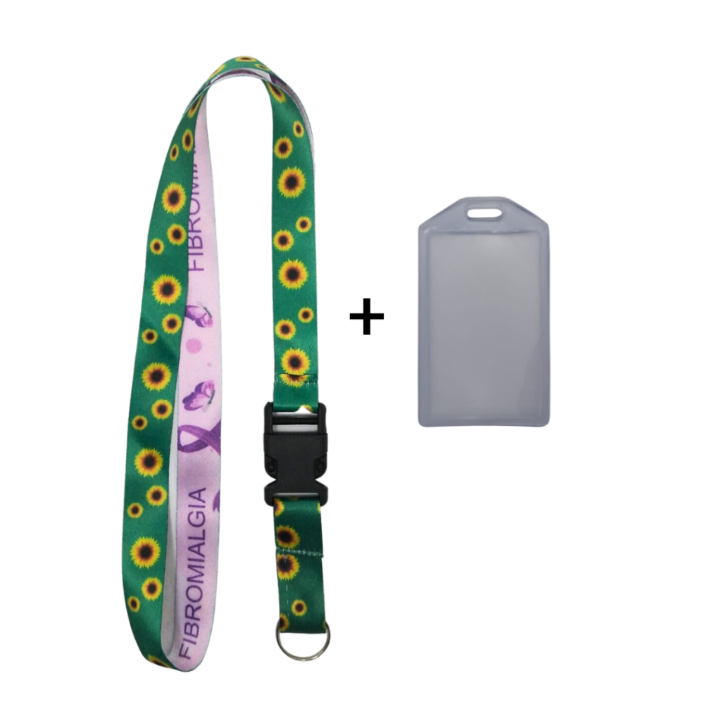 kit Cordão Pescoço Fecho Engate Fibromialgia + Porta Cartão Crachá Maleável em Oferta na Shopee