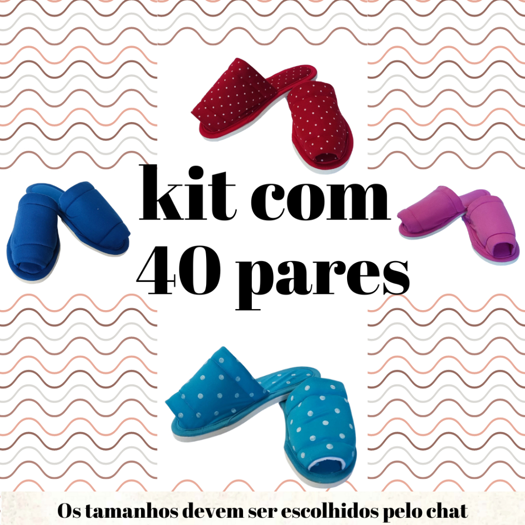 Pantufa Adulto Masculina e Feminina e Infantil Kit com 40 Pares Chinelo de Quarto