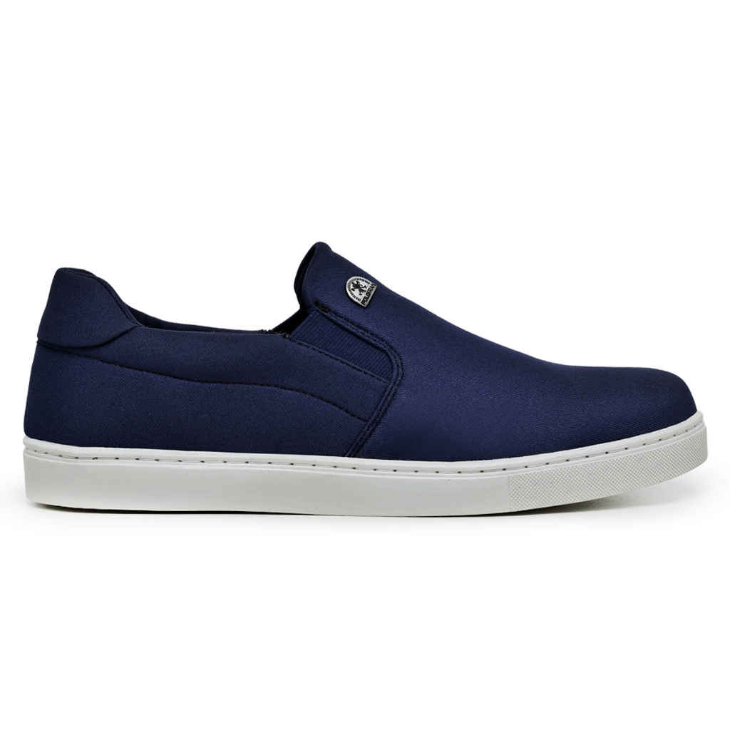 Tênis Polo Fran Sapatênis Slip On Azul Masculino Casual Básico Bali