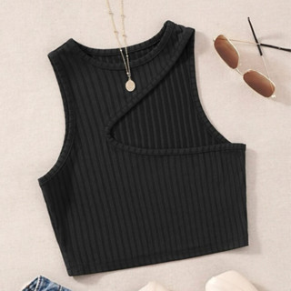 Cropped Top Detalhe No Ombro Aberto Ribana Canelada Moda Gringa Blogueira Tendencia Verão