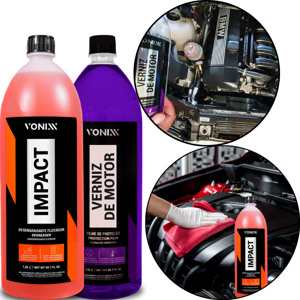 Kit Limpeza Chassi Motor Impact Vonixx Verniz De Motor 1,5l em Oferta na Shopee