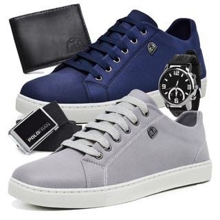 Kit 2 Tênis Masculino Sapatênis Polo Fran Básico Casual Com Carteira Cinto e Relógio Lond…