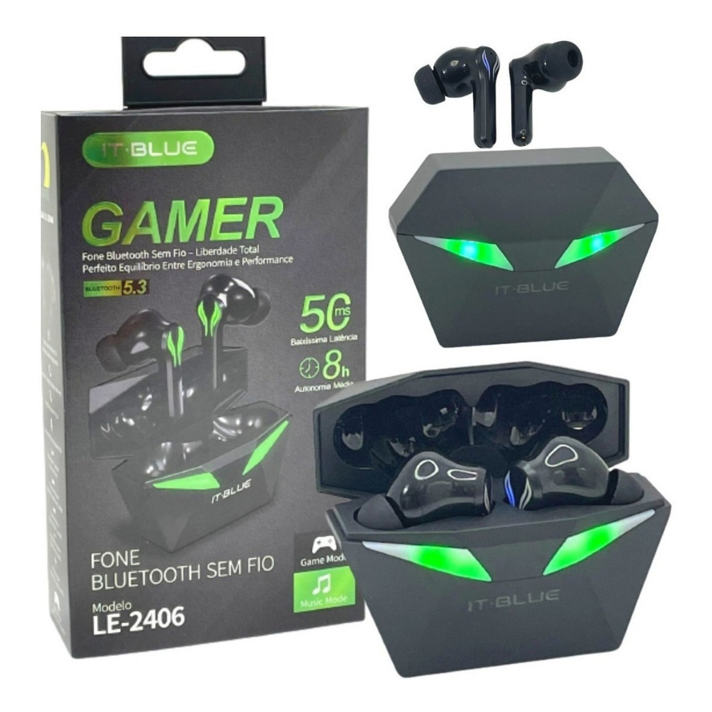Fone De Ouvido Bluetooth 5.3 Modo Dual Gamer 8 Horas De Bateria