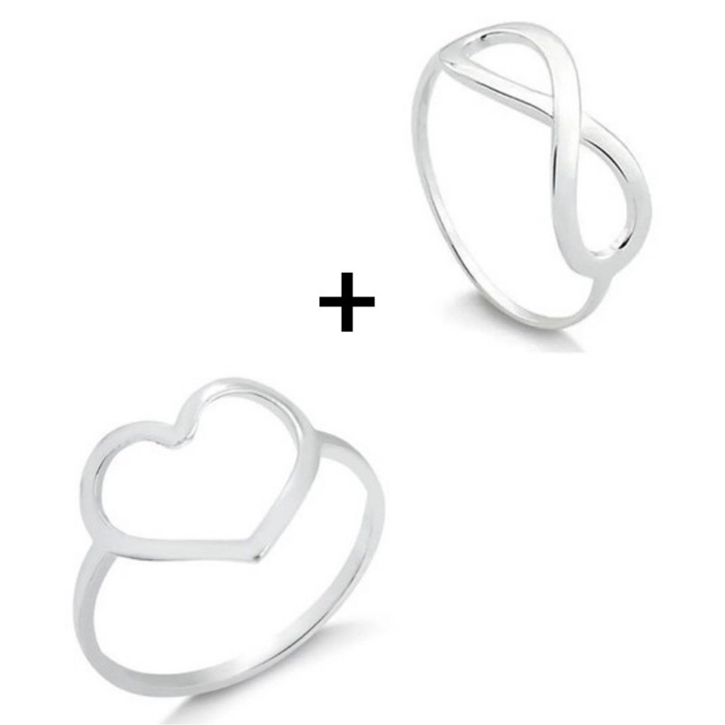 Kit Anel De Prata 925 Coração e Infinito em Oferta na Shopee