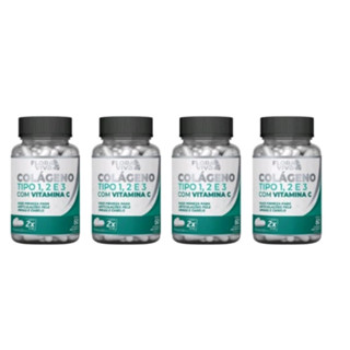 Colágeno tipo 1 2 3 + Vitamina C -4 potes C 60 caps cada- Flora Viva