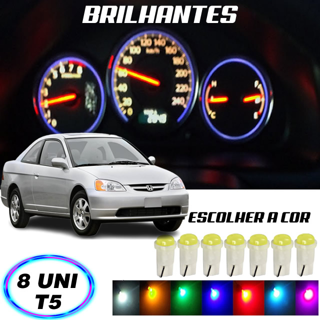 Lâmpada T5 Pinguinho Painel Civic 2001 2002 2003 2004 2005 8 Peças em Oferta na Shopee