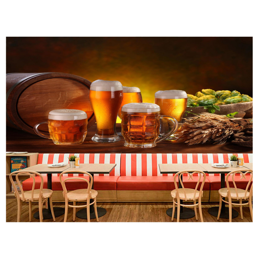 Papel de Parede Alimento Adesivo Decorativo Decoração Restaurante Adega Cerveja Chopp - AL083