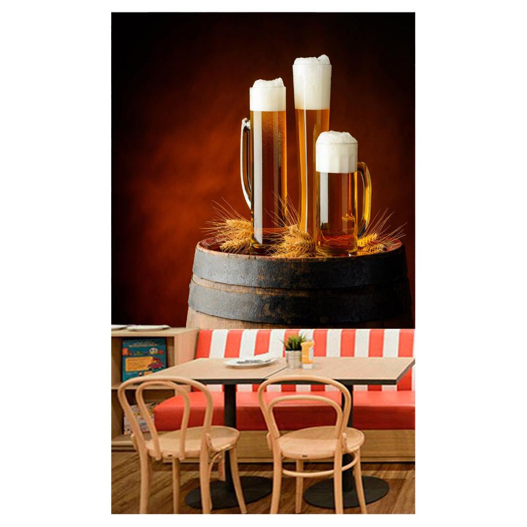 Papel de Parede Alimento Adesivo Decorativo Decoração Restaurante Adega Cerveja Chopp - AL084