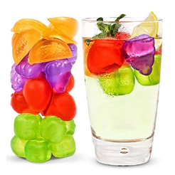 10 Cubos De Gelo Em Formato De Frutas Para Bebidas Refrigerantes Artificial Reutilizável Ecológico