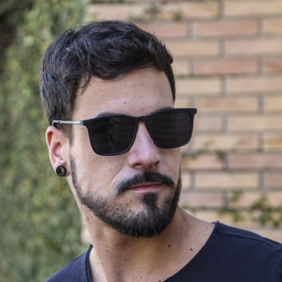 Oculos de sol Masculino Minimalista Retangular Retro Quadrado Acetato hw.presentes haste Metal alumínio uv400