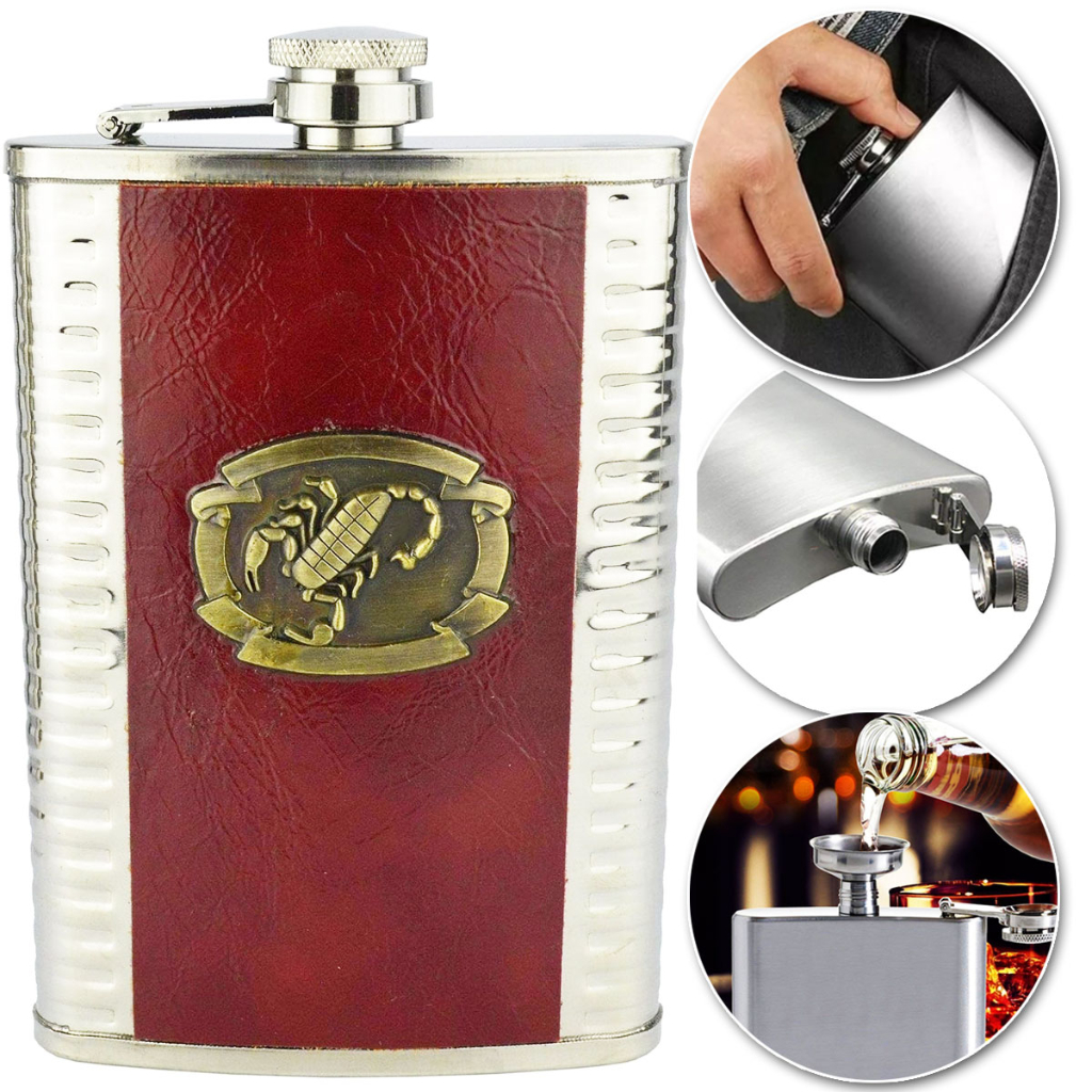Cantil De Bolso Inox Porta Bebida Whisky Vodka Portátil 255ml