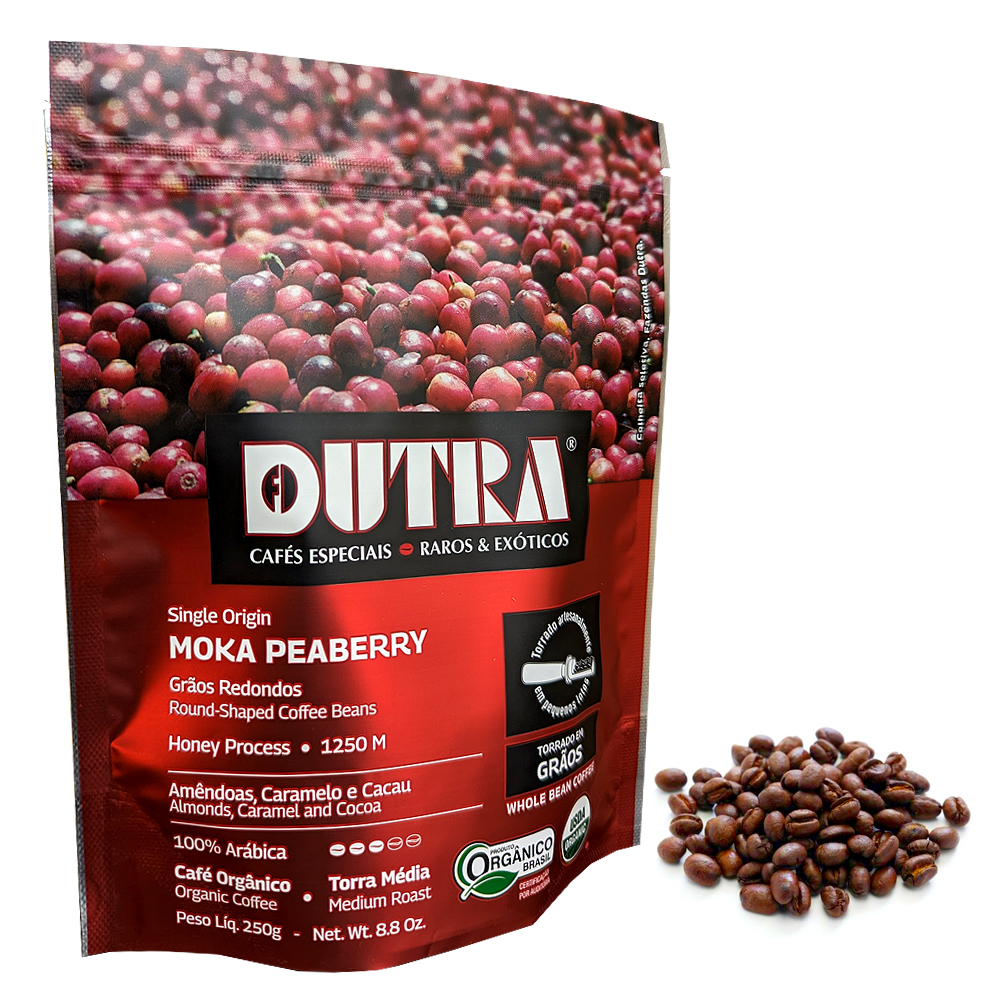 Moka Peaberry – Café Dutra Orgânico Microlote – Torrado em Grãos 250g