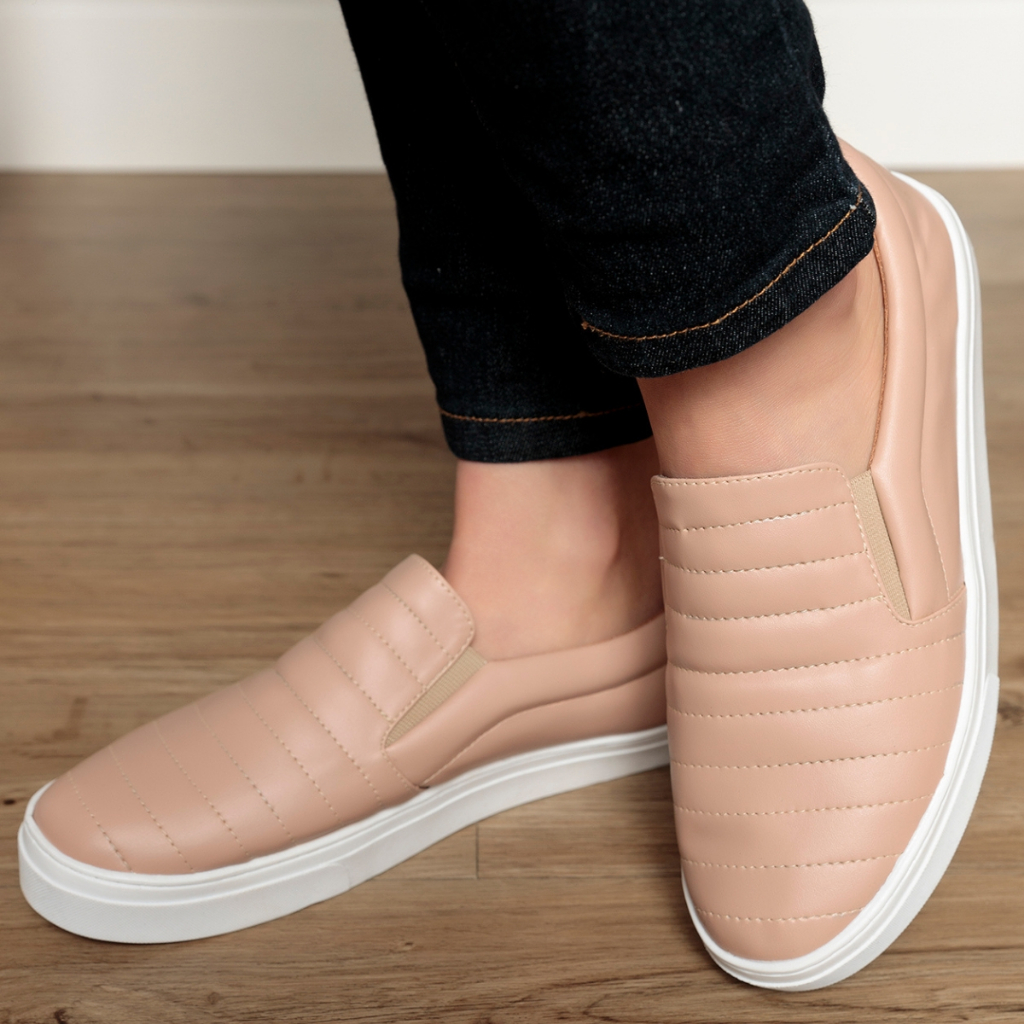Tênis Meia Feminino Calce Fácil Slip On Sapatilha Iate Sem Cadarço