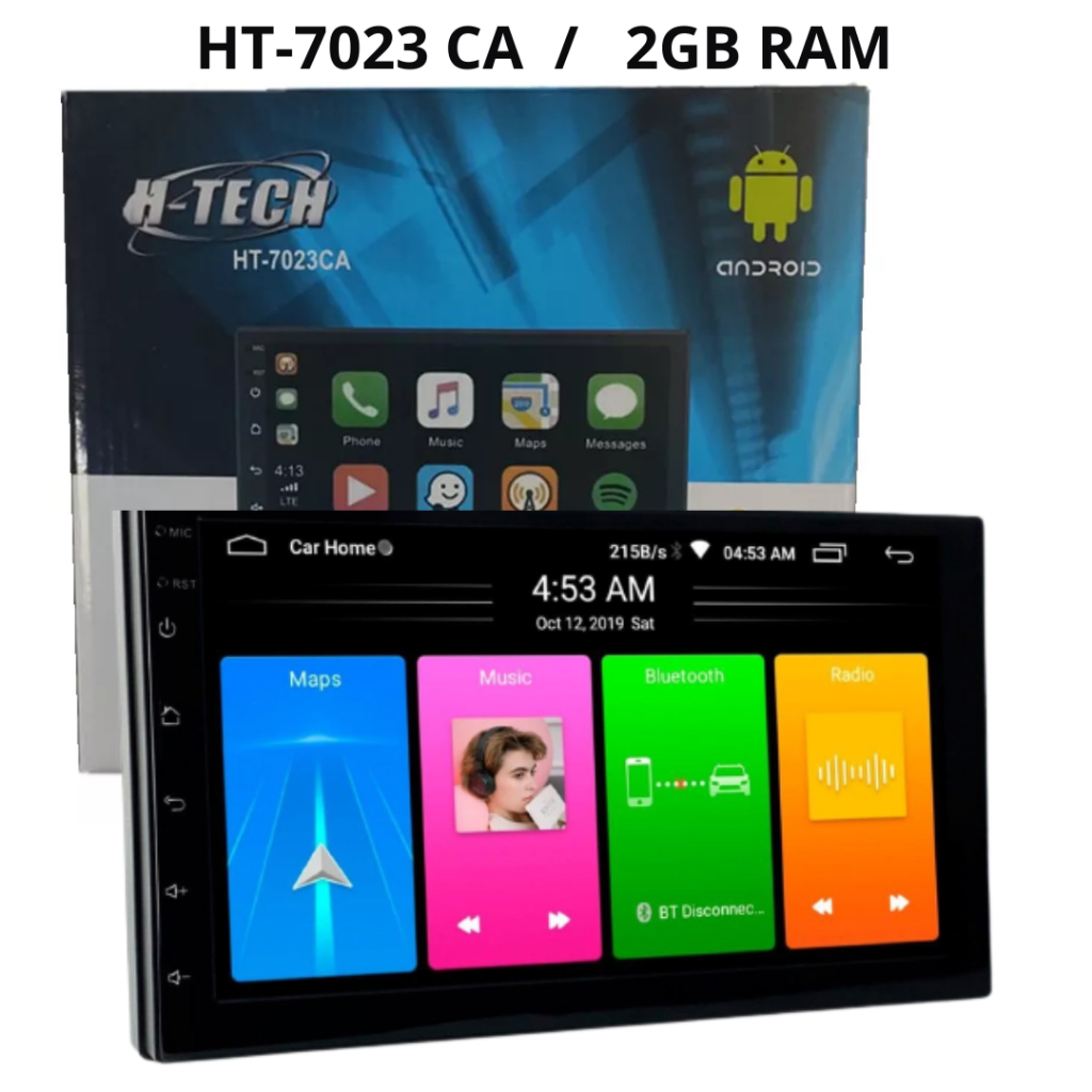 Central Multimídia 2din 7 polegadas Android 12 Car Play Android Auto 2GB ; 32 GB Mp5 Gps H-Tech HT-7023CA