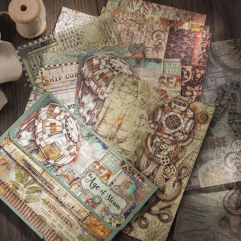 Conjunto de folhas para decoração “The age of steam”