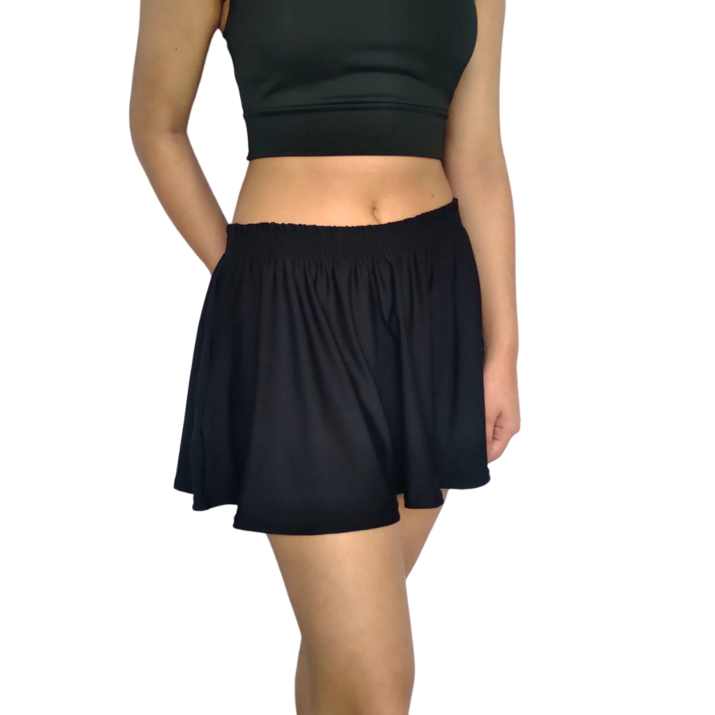Mini Saia Feminina Godê Cintura Média Elástico Academia Fitness Praia Lisa Suplex Pp Ao Plus Size
