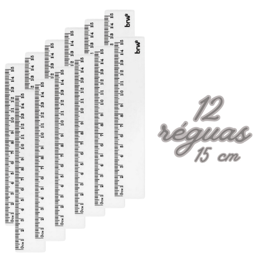 Régua Plástica transparente Caixa 12 Unidades em Oferta na Shopee