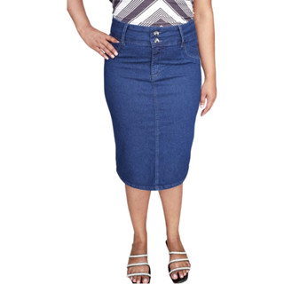 saia jeans cintura alta lançamento 2023 moda evangélica cód.1520