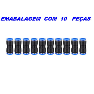 PU PG Conexão Pneumática Engate Rapido União Reta - Push Adaptador Mangueira de ar - PACOTE COM 10 PEÇAS