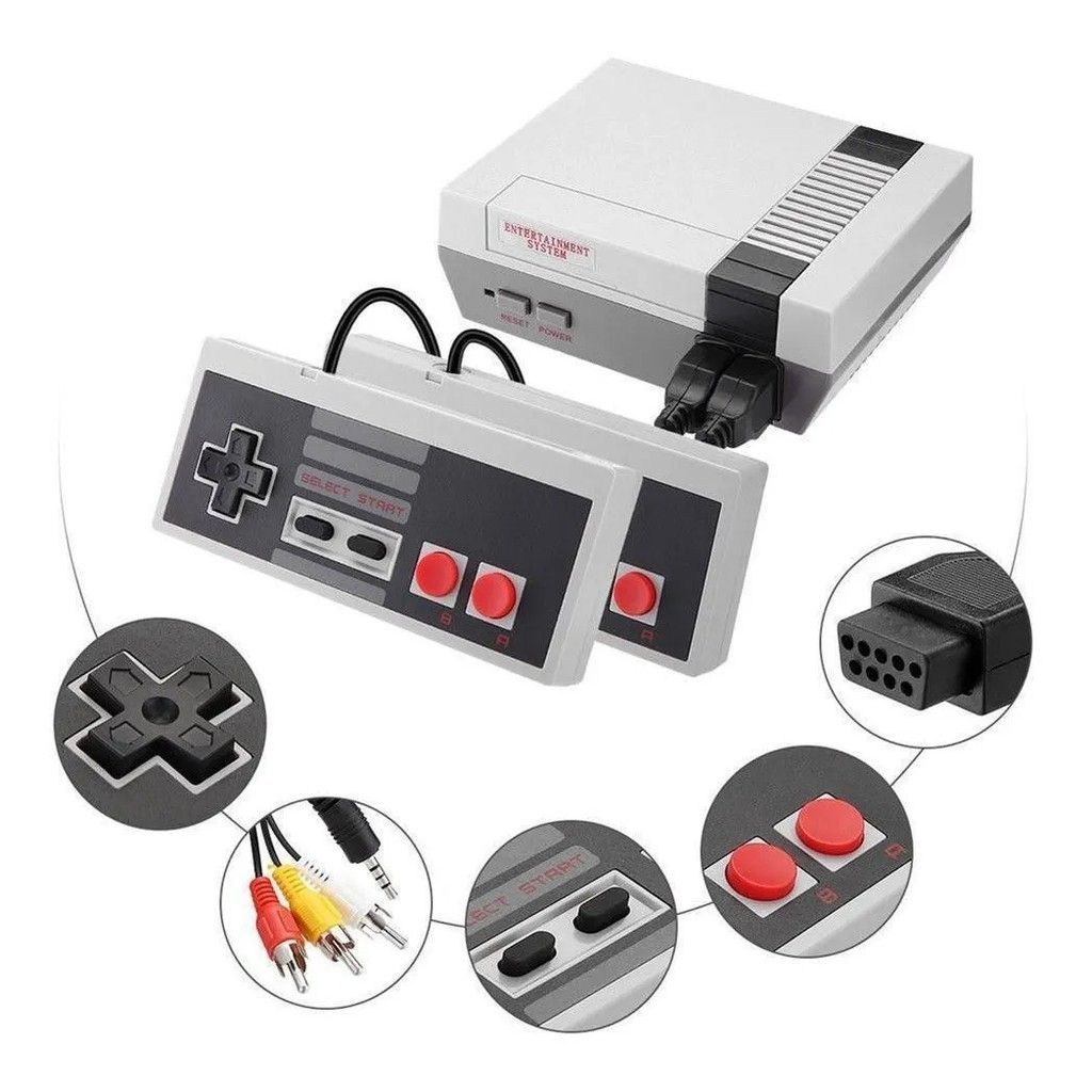 Video Game Retro Nintendinho Portátil Console Super Clássicos Mini 620 Jogos Emulador TV + 2 Controles
