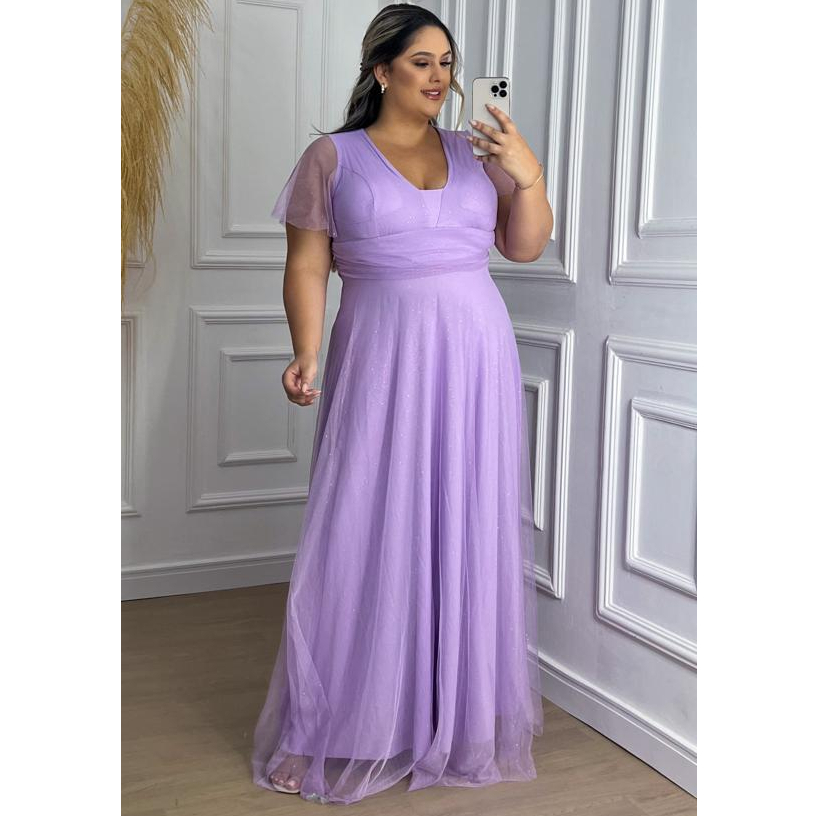 Vestidos de Casamento Plus Size Manga Tule Lançamento