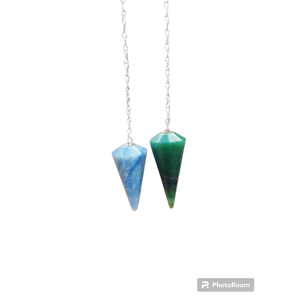 Pêndulo cristal quartzo (2 UNI) azul pêndulo quartzo verde