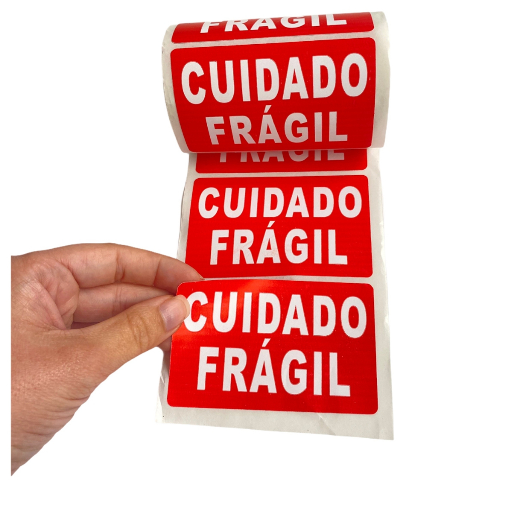 Etiqueta Cuidado Fragil Rolo com 200 Adesivos Couche ALTA QUALIDADE PROMOÇÃO em Oferta na Shopee