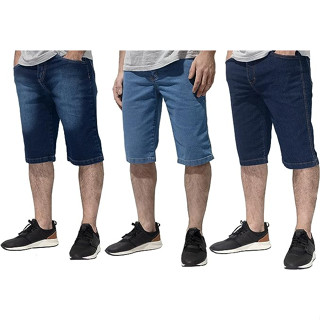 kit 2 Bermuda Jeans Masculina Lycra