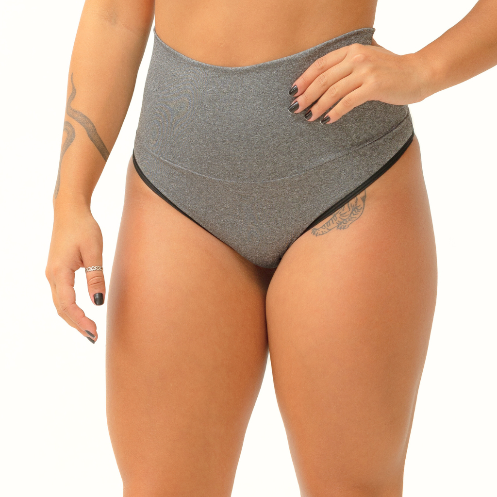 Kit 5 Calcinha Cinta Cintura Alta Tanga Cós Duplo Conforto Fitness Pós Parto Seca Barriga Compressão — imagem 2 de 2