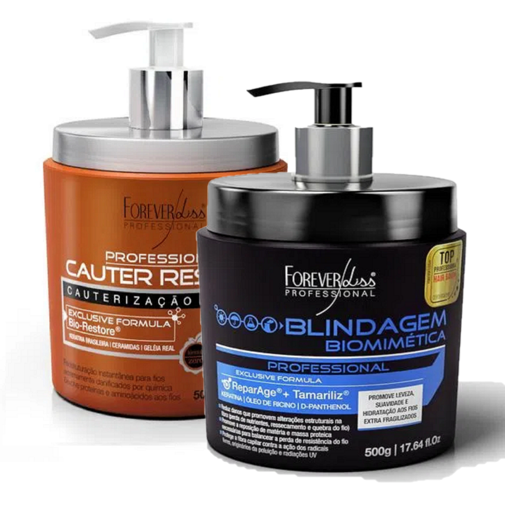 Kit Cauter Restore 500g + Blindagem Biomimética 500g Forever Liss