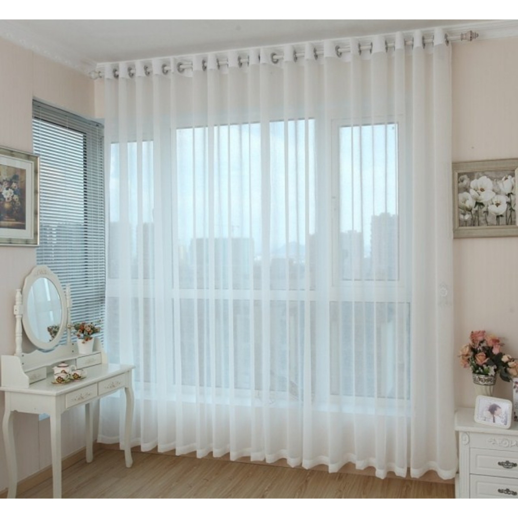 Cortina Trilho Suiço Gaze de Linho 3,00 m x 2,80 m Para Sala e Escritorio e Quarto ou Decoraçao