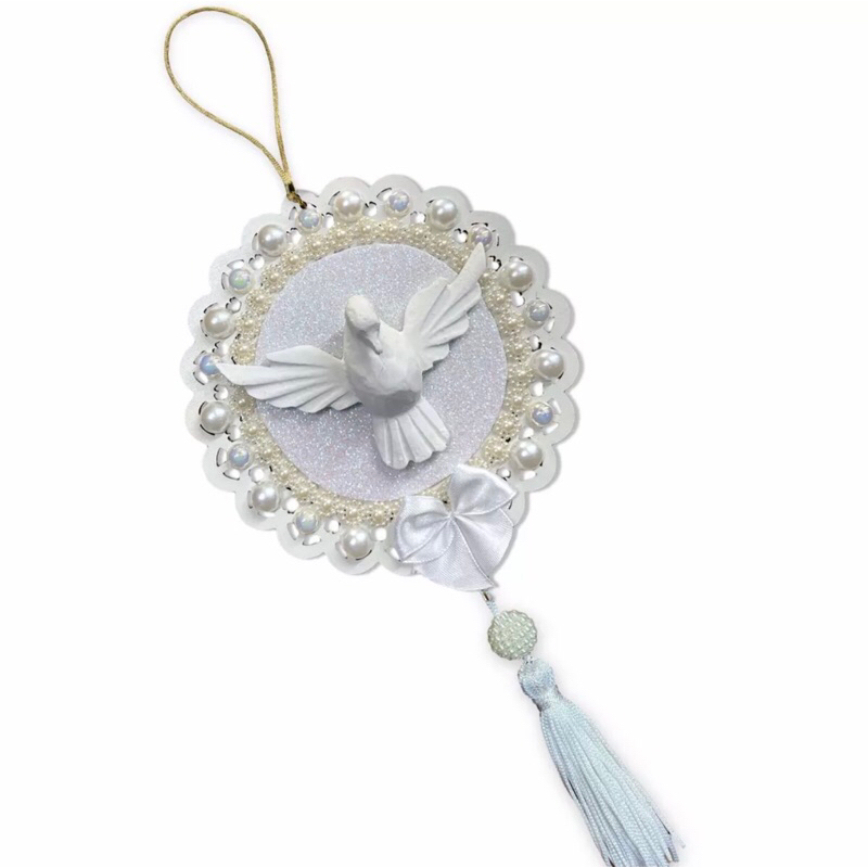Mandala Divino Espírito Santo Branca com Pérolas – Símbolo de Paz e Bênçãos em Oferta na Shopee