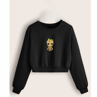 Moletom Cropped Blusa Curta Baby Groot Casaco Flanelado