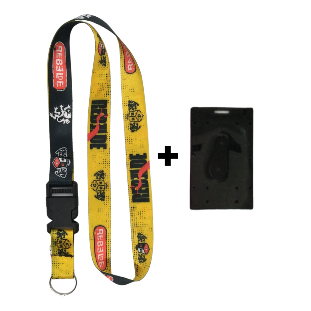 Kit Cordão Pescoço Fecho Engate Rápido Rebelde RBD + Porta Cartão Crachá e garra Jacaré