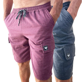 Kit 2 Bermuda Moletom Cargo 6bolso Estilo Casual Toque Macio