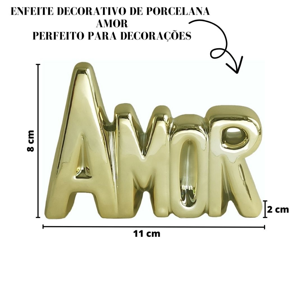 Enfeite De Porcelana Com A Frase Amor 8x10cm