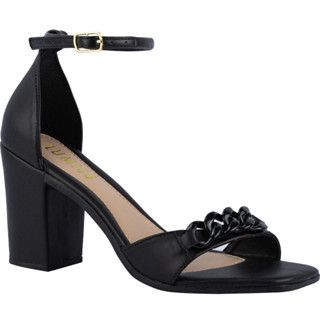 Sandália Feminina Confortável Salto Alto Bloco Grosso Corrente Moda Saltinho Comfort Macia
