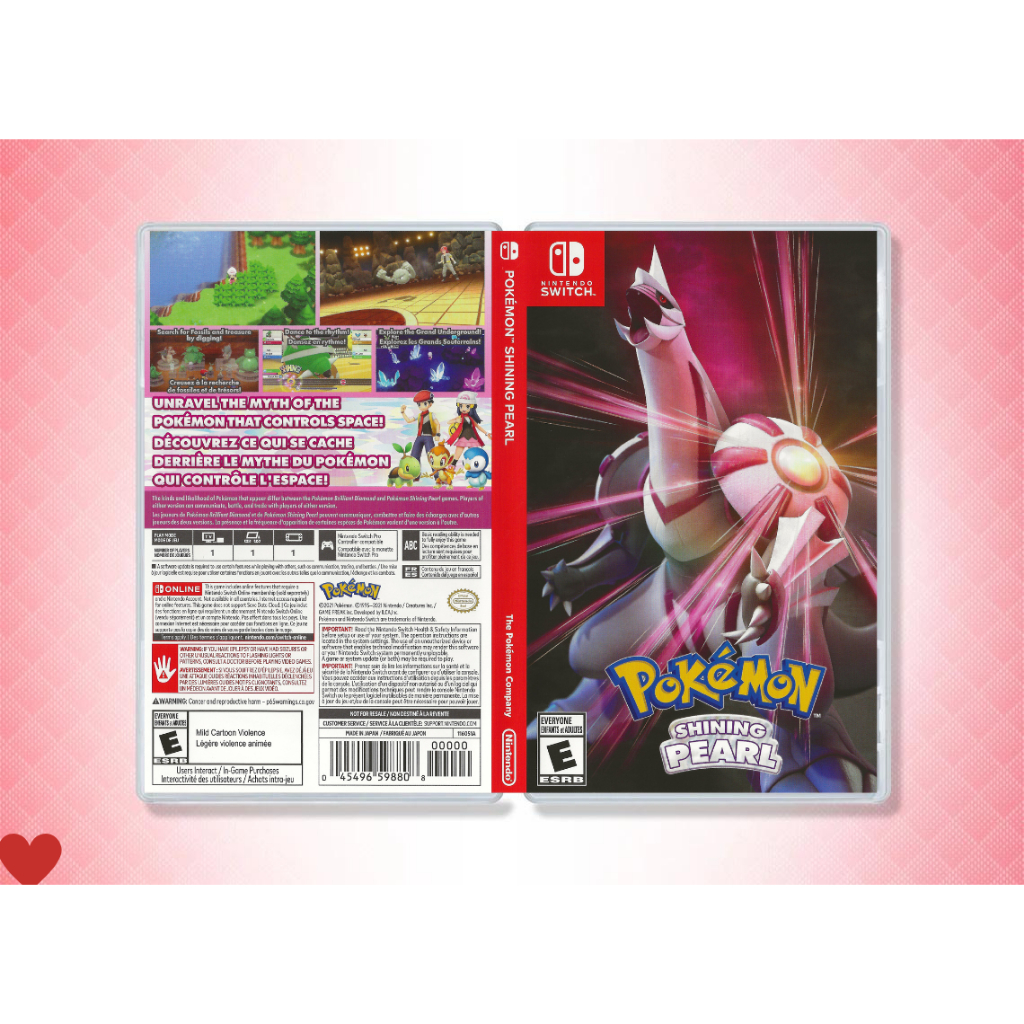 Pokémon Shining Pearl - Encarte Impresso - Nintendo Switch - Reposição de Capa Frente e Verso - Substituição de Capinha e Case / Caixa