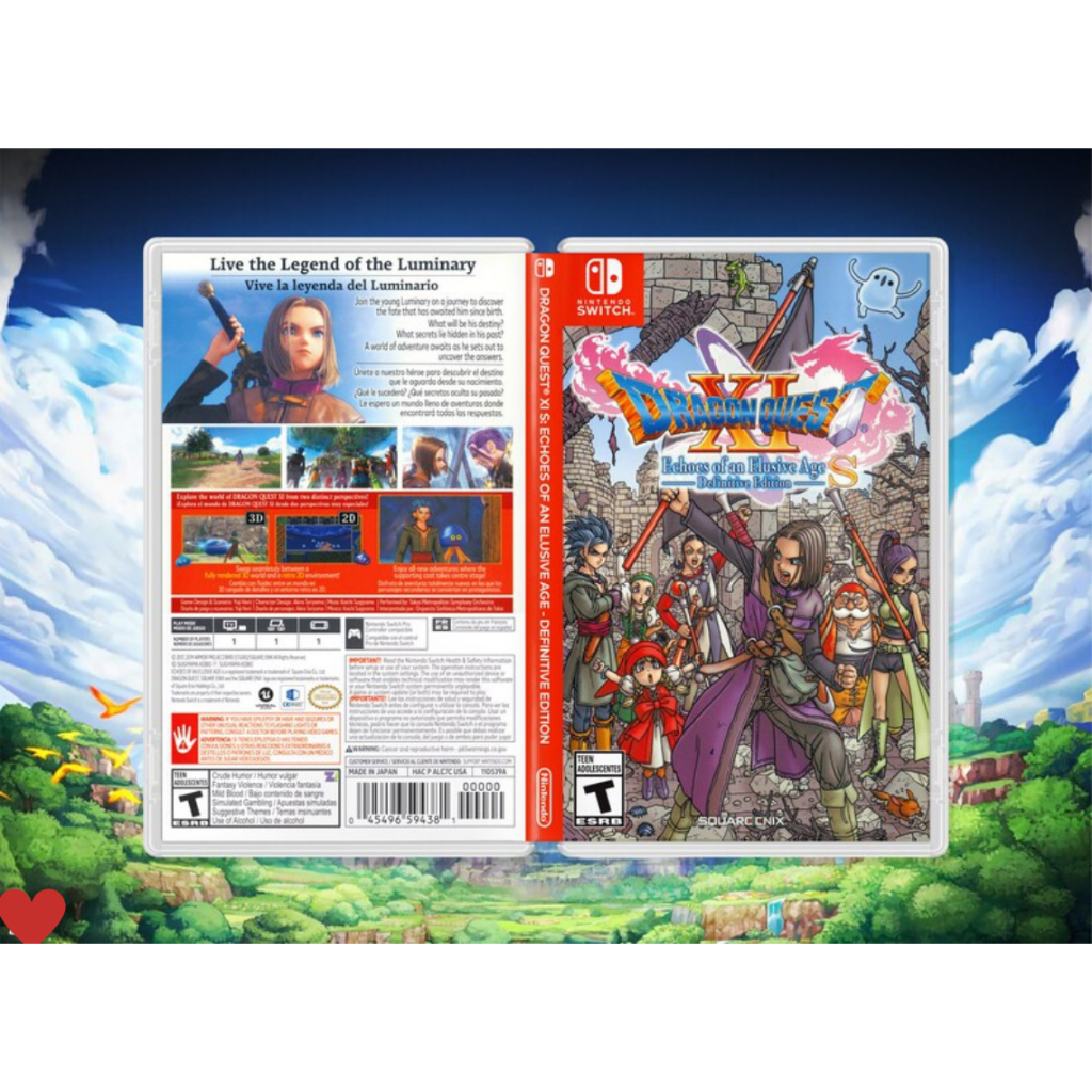 Dragon Quest XI S - Encarte Impresso - Nintendo Switch - Reposição de Capa Frente e Verso - Substituição de Capinha e Case / Caixa