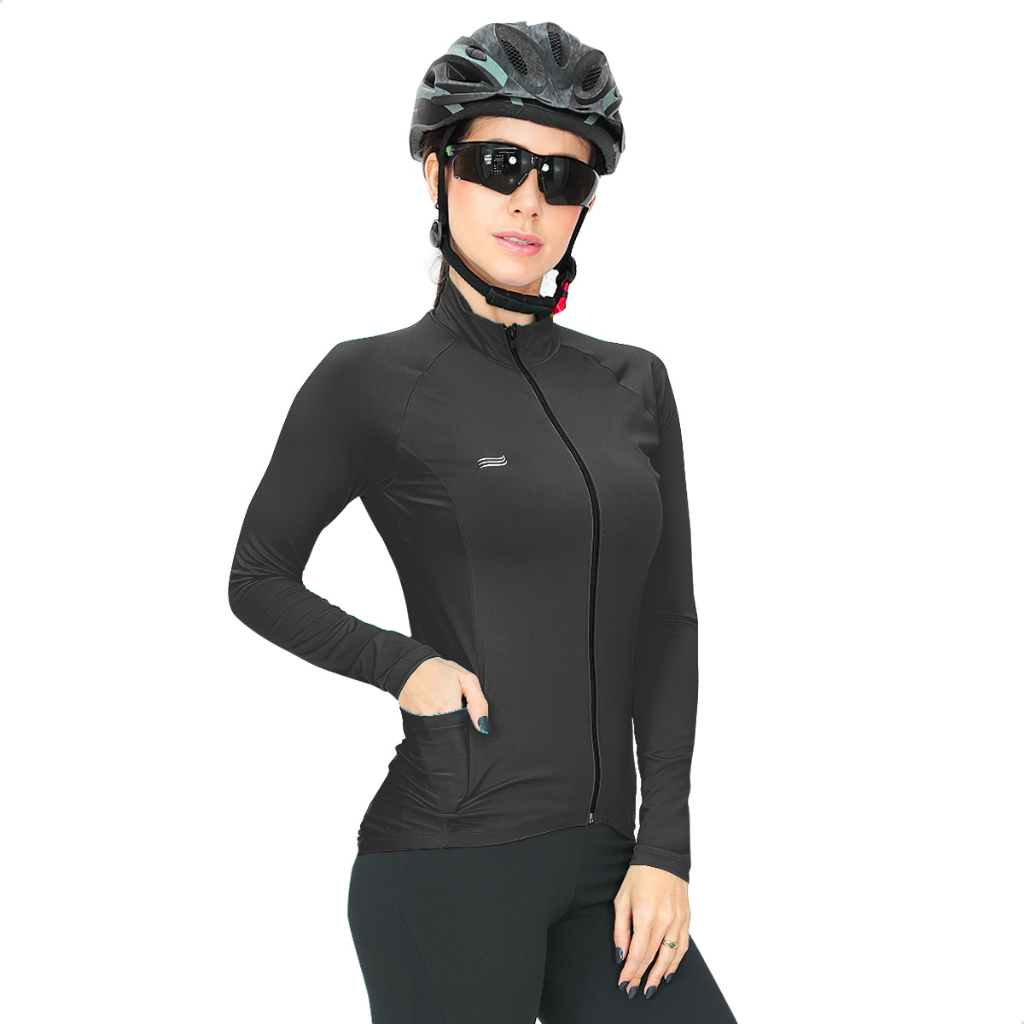 Blusa Manga Longa Mulheres Jaqueta Esporte Zíper Camisa De Fitness Ginásio Ciclismo