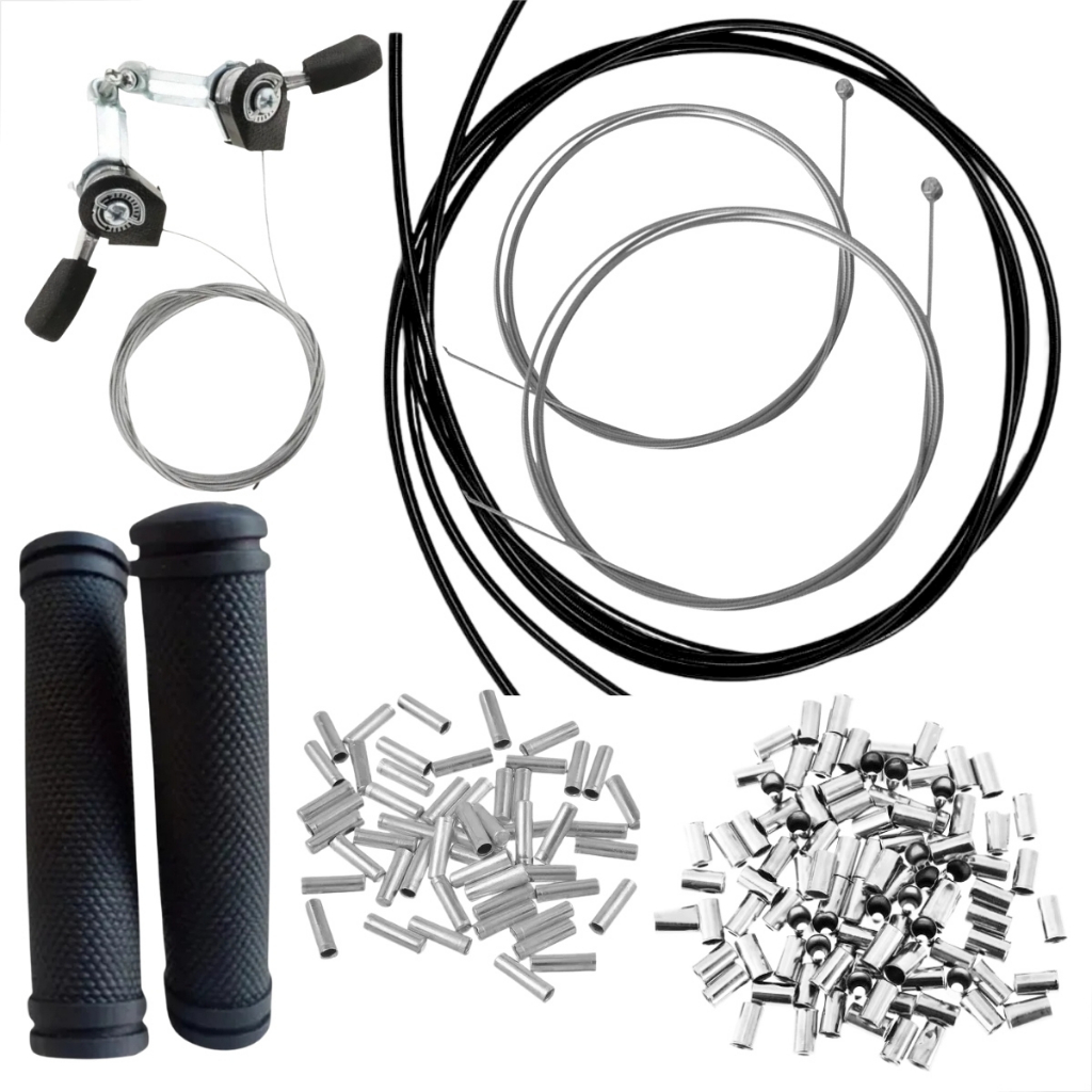 Kit Passador De Marcha De Bicicleta Aro 26 Aro 29 Aro 700 21 Marchas 18 Velocidades Cabos Conduítes Terminal Trocador Alavanca De Câmbio Traseiro Dianteiro Bike Manopla Descanso Punho Ergonômica Par Preto Mtb Gravel Speed Road