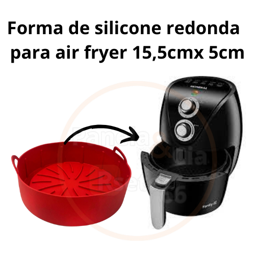 Forma de Silicone redonda para air fryer 15,5cm x 5cm