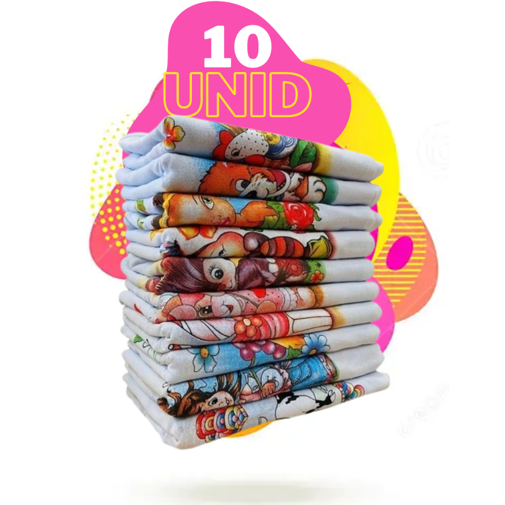 Pano De Prato Estampado Bainha Kit Com 10 Peças Para Cozinha - 32x60cm