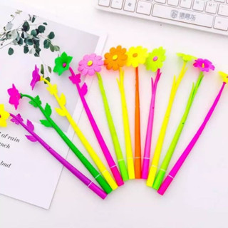 Caneta Flor 10 unidades Criativo Bonito Macia 0.5mm Papelaria Parece Flor (Cores Diversas)